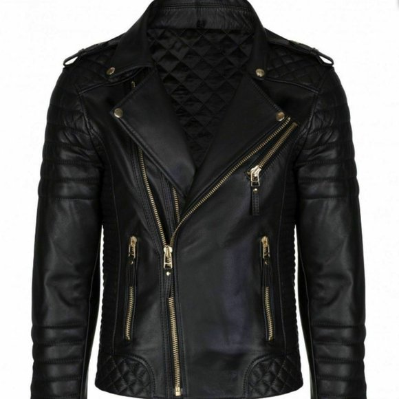 Men's Genuine Lambskin Jacket Black Motorcycle